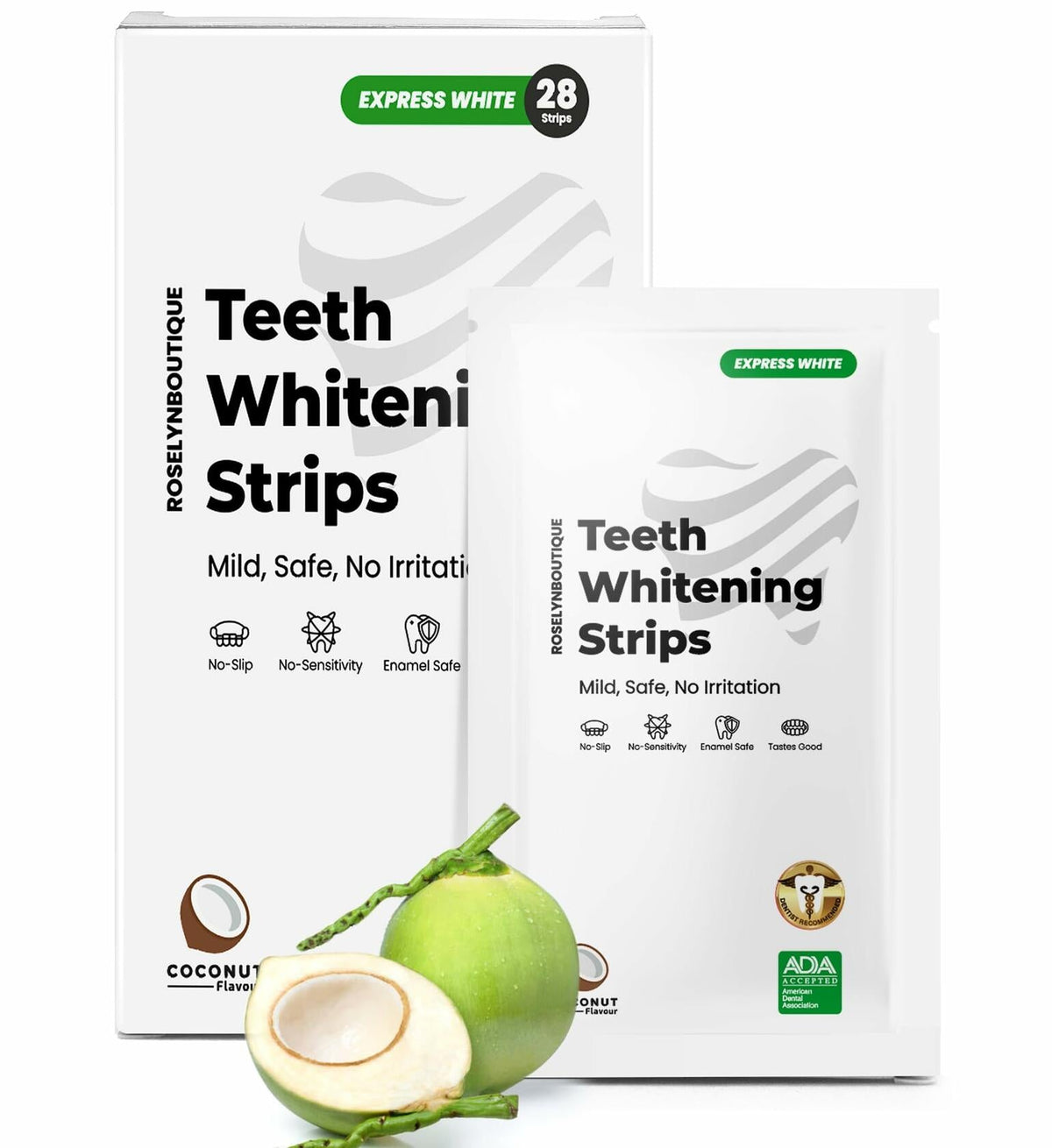 Kit de blanqueamiento dental Care Enamel Whitening Strips, sabor menta, 28 tiras