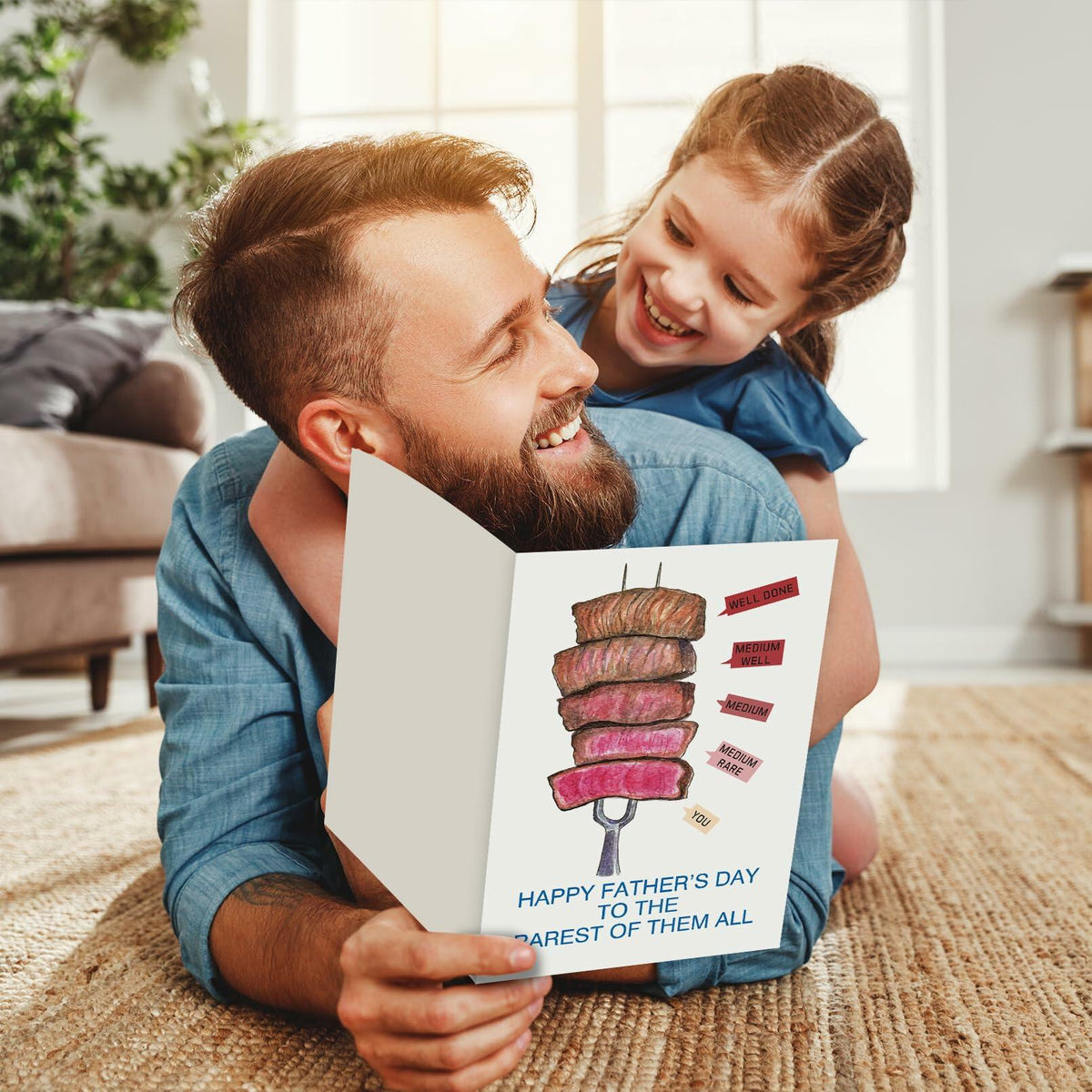 Tarjeta de felicitación para papá con juego de palabras "Pun Beef" para el Día del Padre - Rarest - Unidad