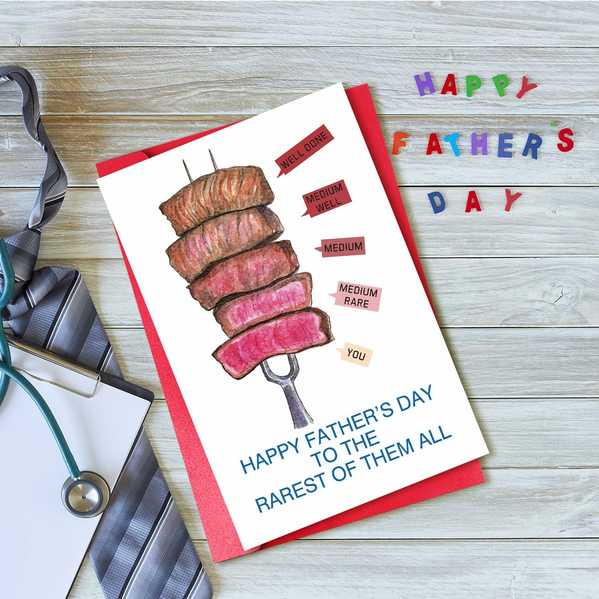 Tarjeta de felicitación para papá con juego de palabras "Pun Beef" para el Día del Padre - Rarest - Unidad