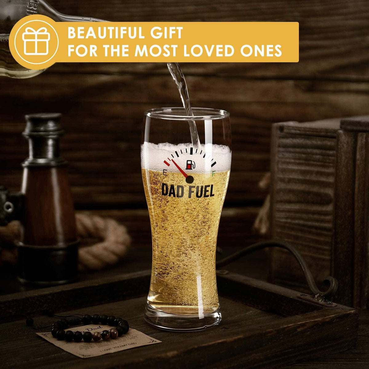 Vaso de cerveza divertido Luka Tech de 450 ml, regalo único para papá en el Día del Padre