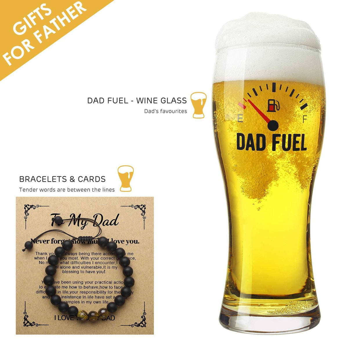 Vaso de cerveza divertido Luka Tech de 450 ml, regalo único para papá en el Día del Padre
