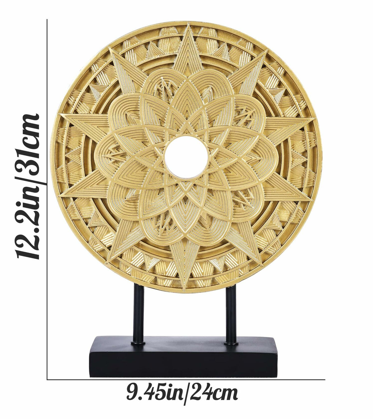 Escultura decorativa de mandala geométrico, pieza de arte redonda, decoración elegante en color blanco