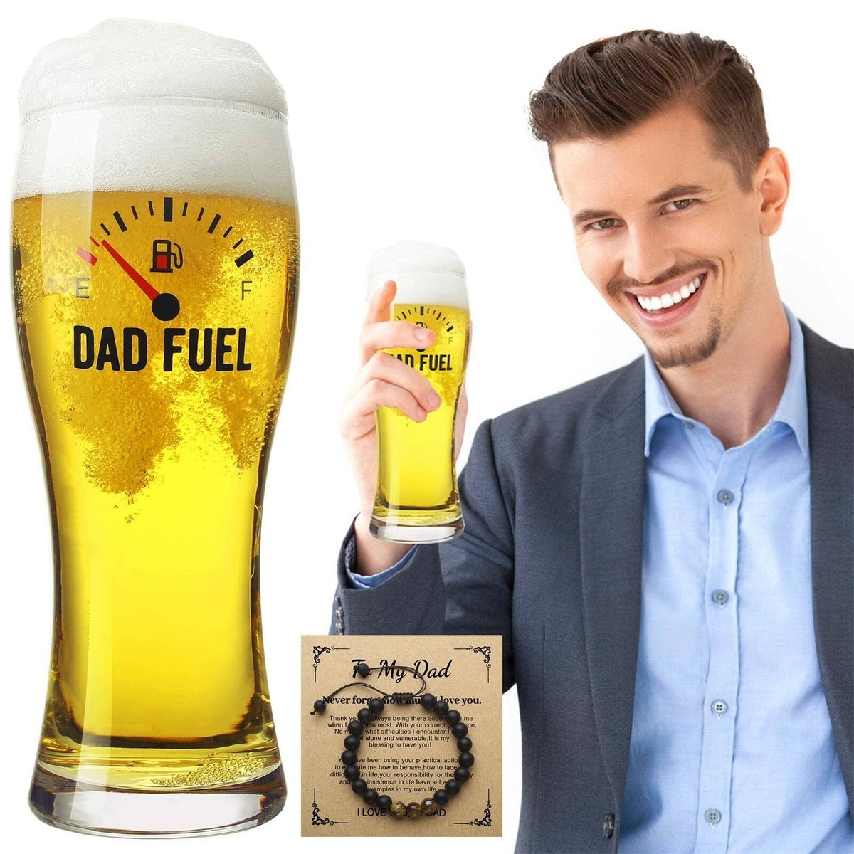 Vaso de cerveza divertido Luka Tech de 450 ml, regalo único para papá en el Día del Padre