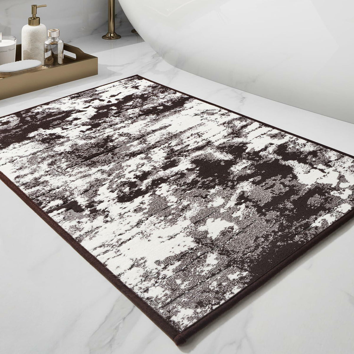 Alfombra de baño PADOOR absorbente antideslizante con base de goma 17x24 café moca