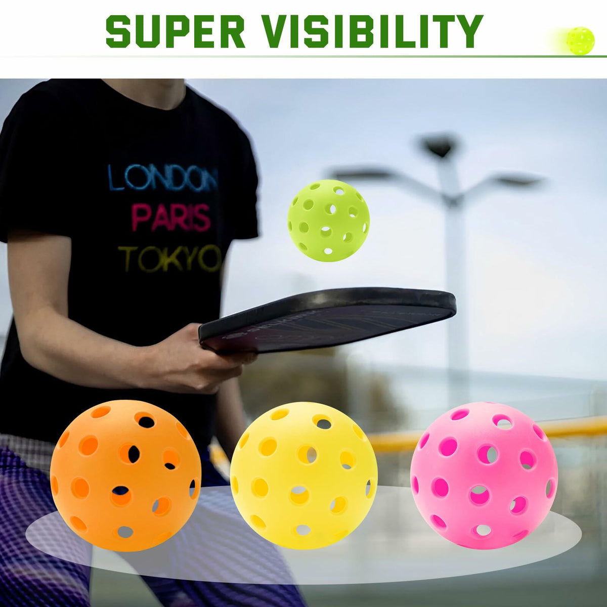 Pelotas de Pickleball U-pick, 40 agujeros, para exteriores, duraderas, de alta elasticidad, paquete de 4, multicolor