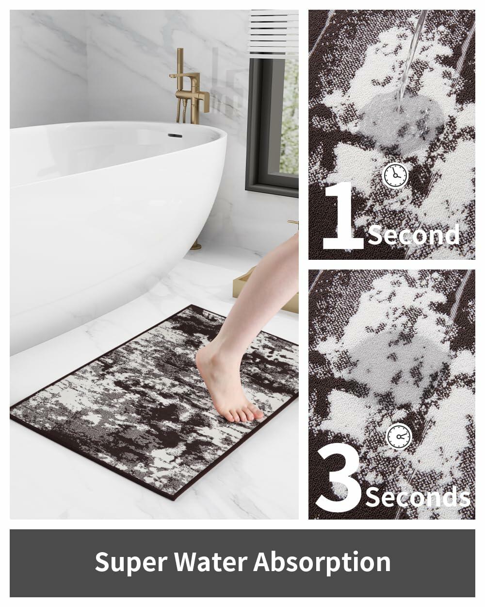 Alfombra de baño PADOOR absorbente antideslizante con base de goma 17x24 café moca