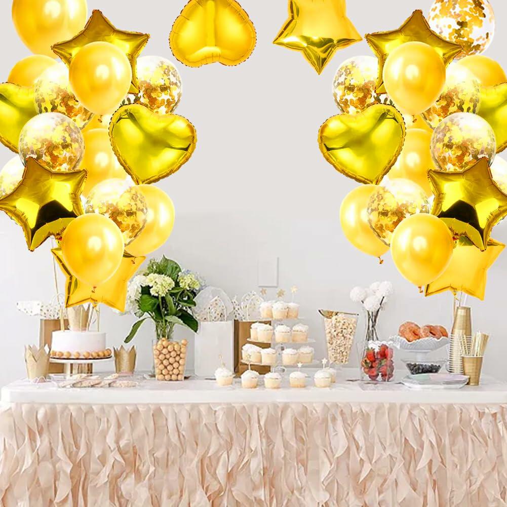 28 globos metalizados de feliz cumpleaños, estrella y corazón, 18", confeti dorado
