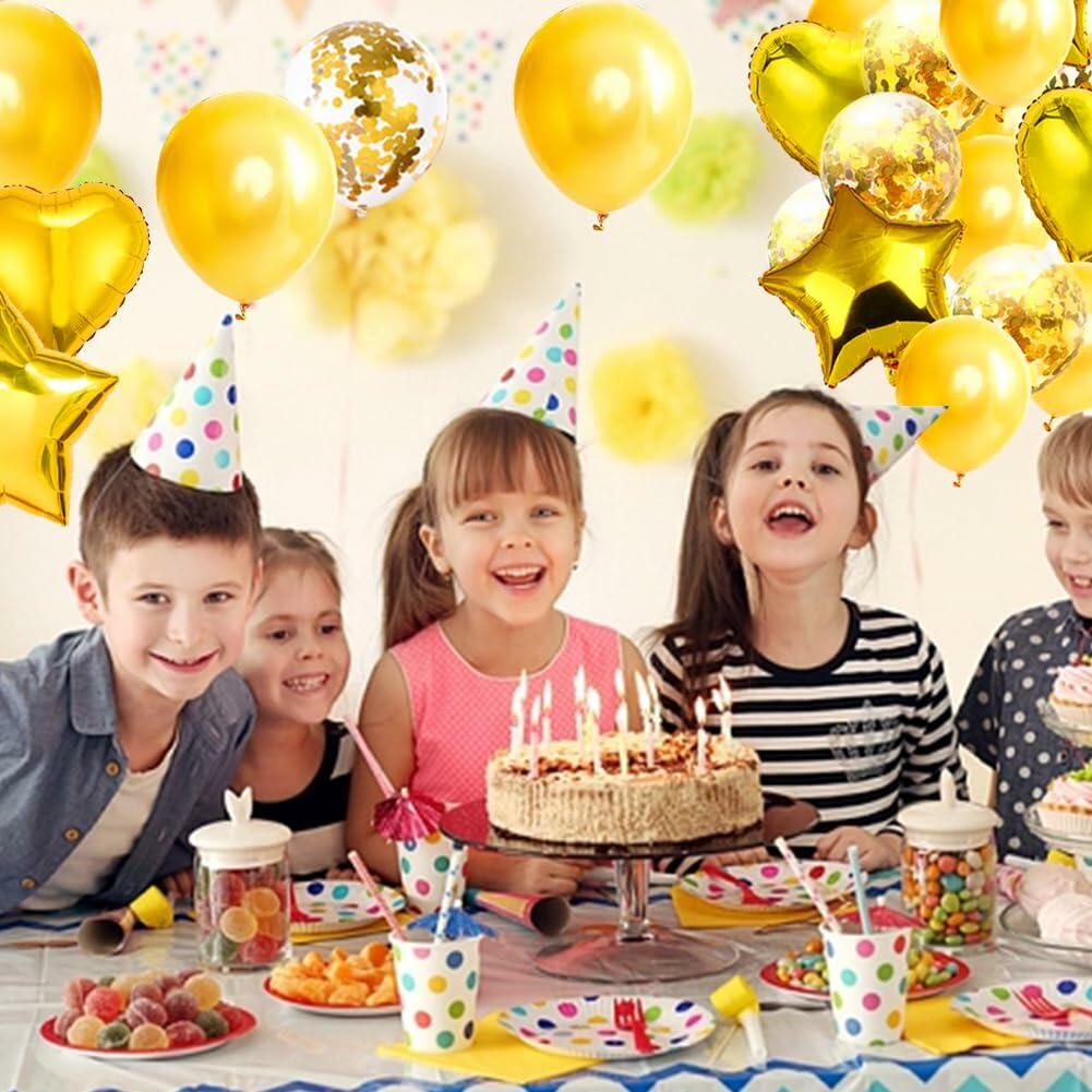 28 globos metalizados de feliz cumpleaños, estrella y corazón, 18", confeti dorado