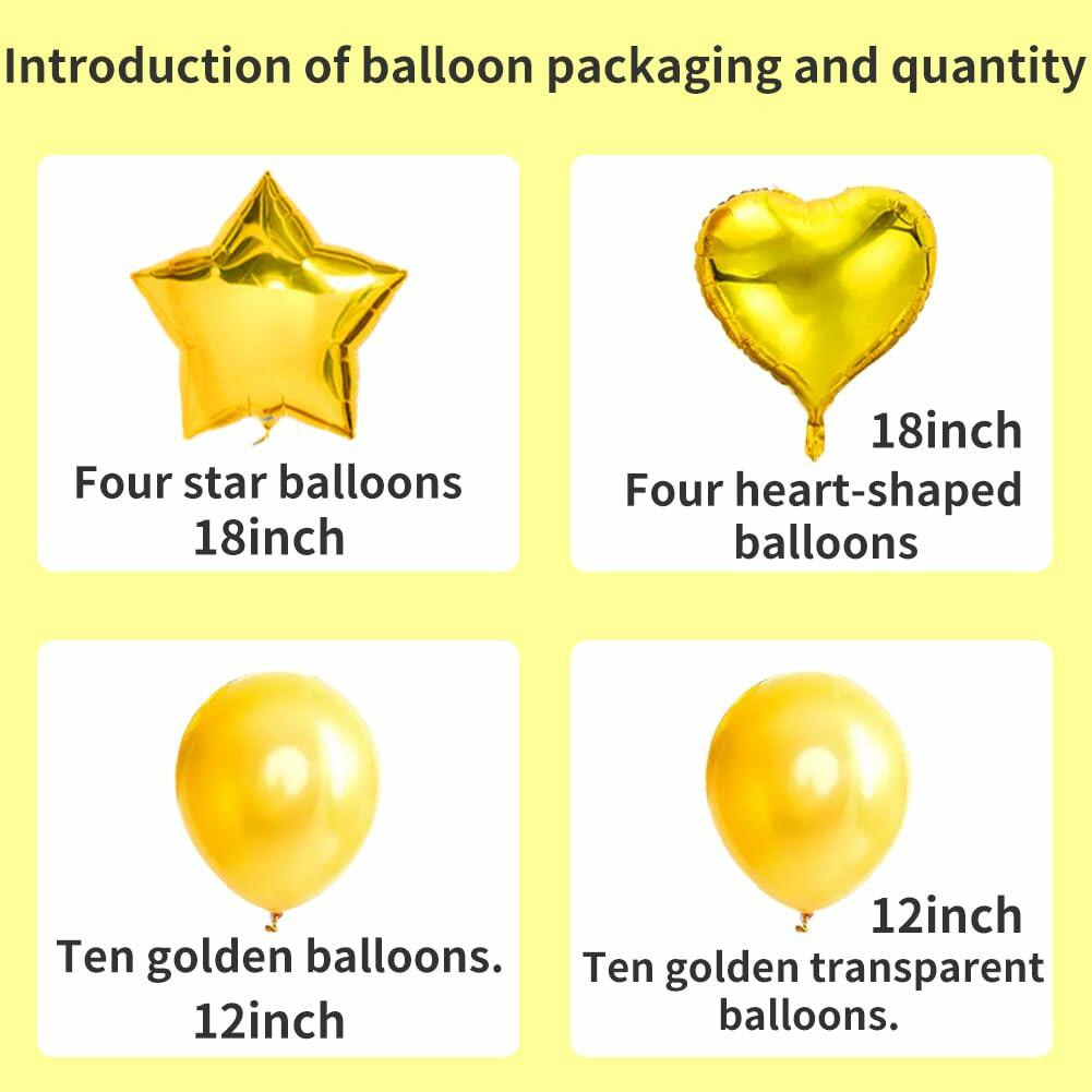 28 globos metalizados de feliz cumpleaños, estrella y corazón, 18", confeti dorado