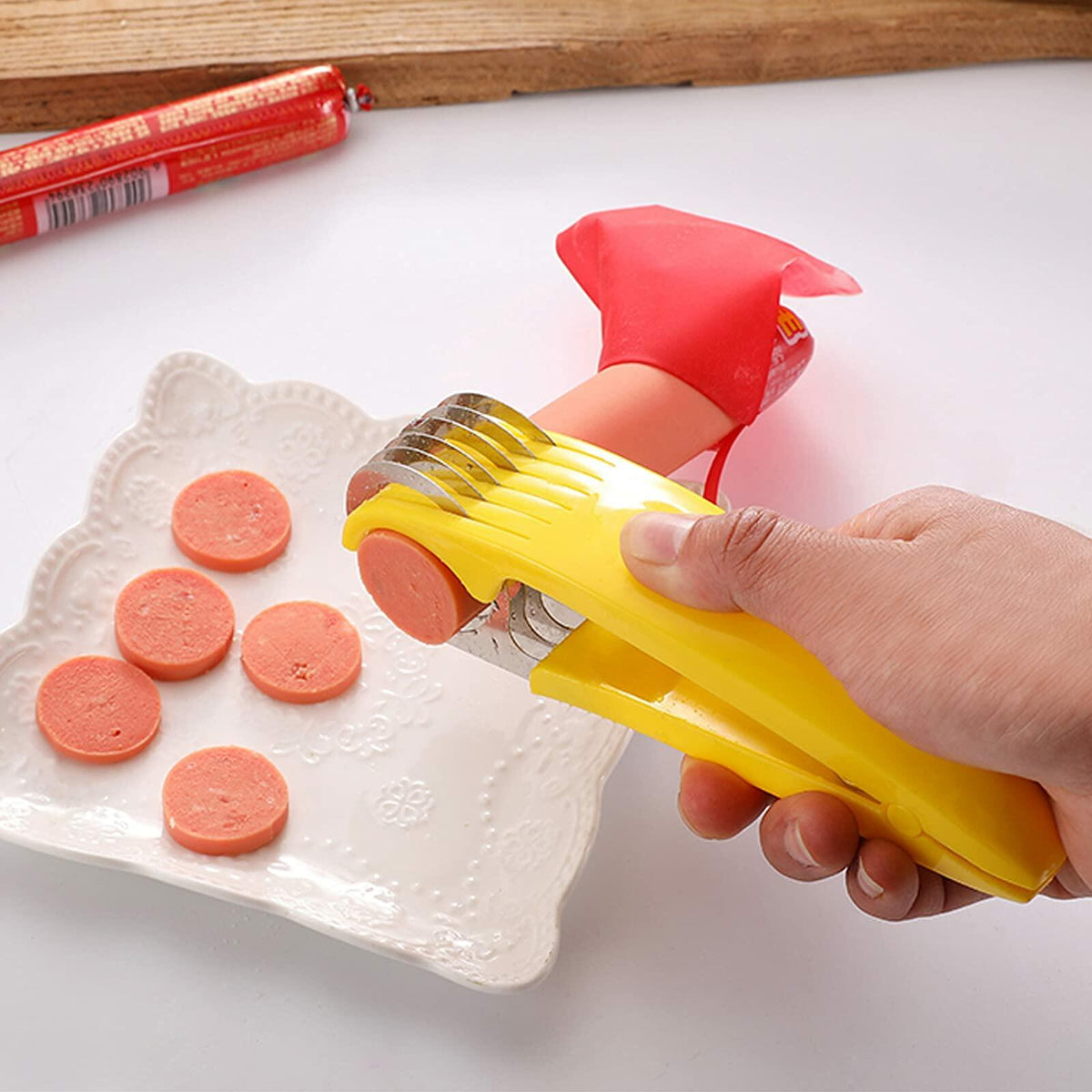 Cortador de plátanos Guyuyii, rápido y seguro, para rebanadas uniformes, utensilio de cocina