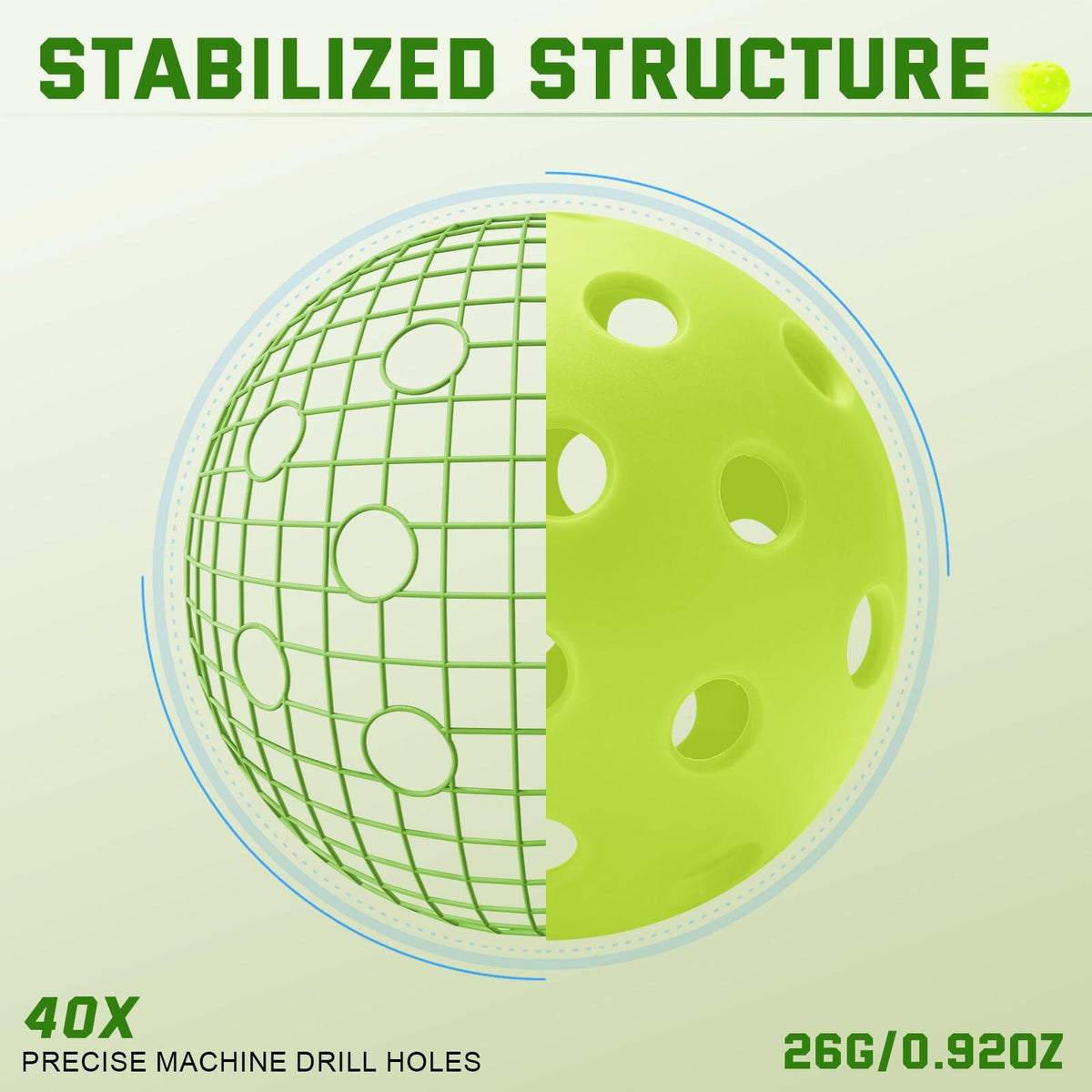 Pelotas de Pickleball U-pick, 40 agujeros, para exteriores, duraderas, de alta elasticidad, paquete de 4, multicolor