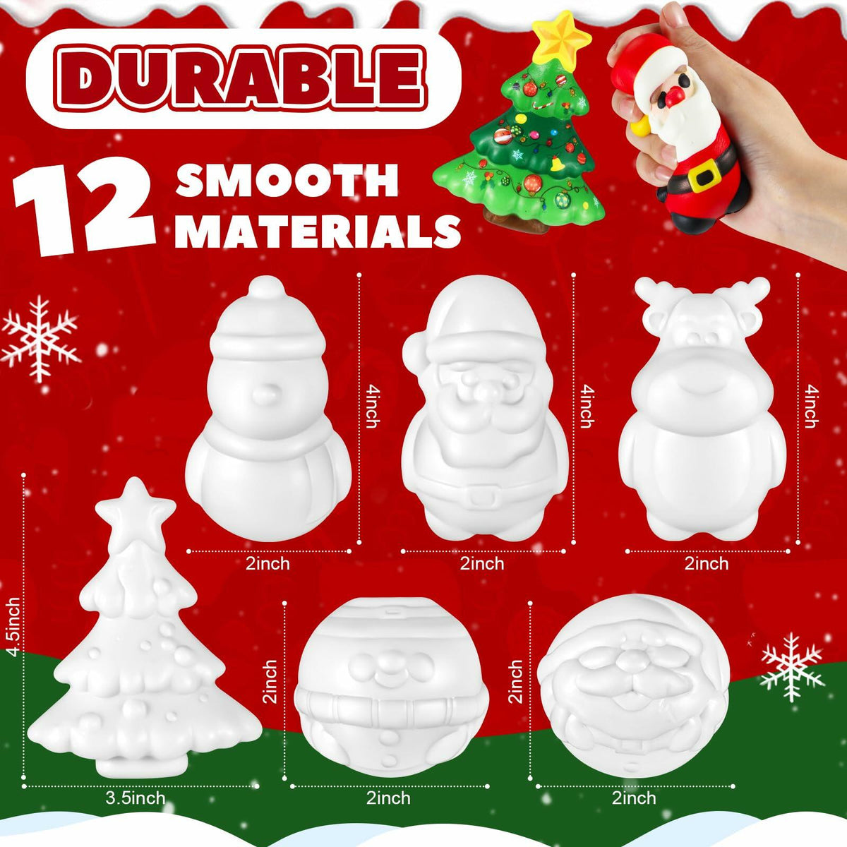 Poen, paquete de 12 juguetes suaves de crecimiento lento para Navidad, manualidades navideñas para niños