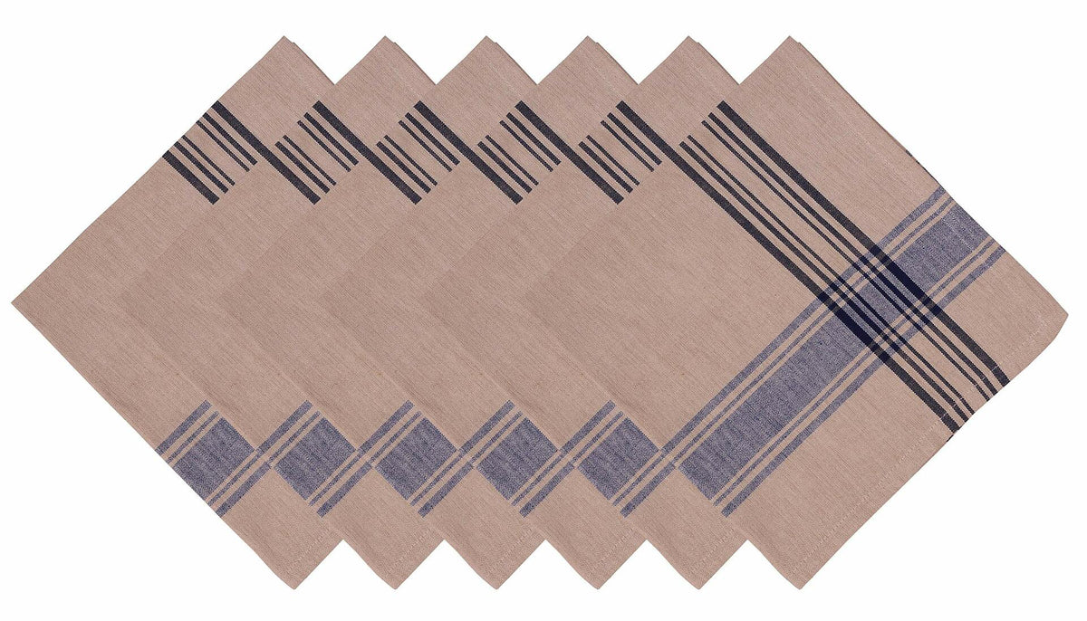 Juego de 6 servilletas a rayas Yourtablecloth 20x20 azul náutico