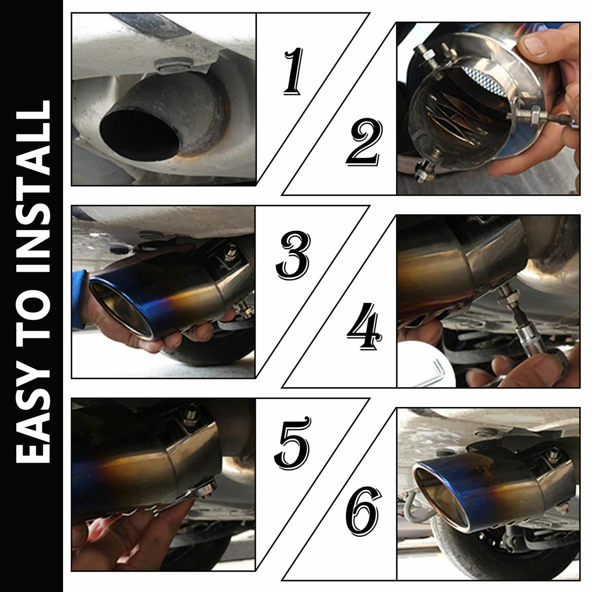 IHOTDER Stainless Steel Car Exhaust Tip 5.5'' Length Bolt-On Bright Silver