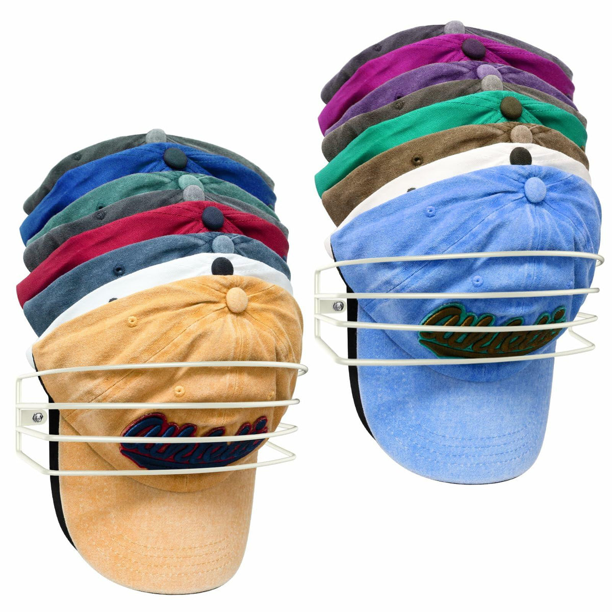 Organizador de pared para gorras de béisbol Fikoksol, de metal, 2 piezas, negro