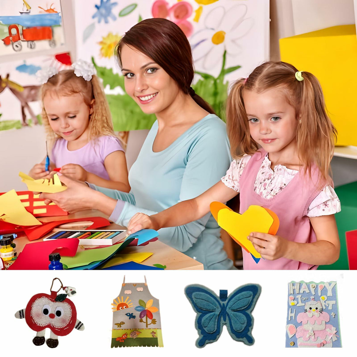 Kit de manualidades de hojas de fieltro Calefow, 60 piezas, 6x8 pulgadas, multicolor, costura moderna