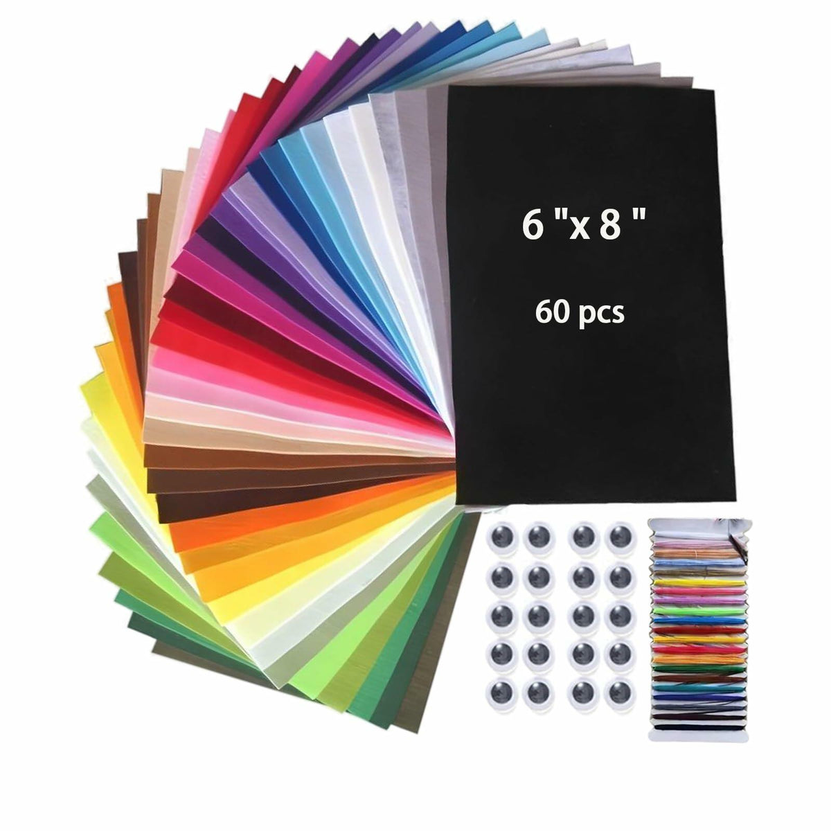 Kit de manualidades de hojas de fieltro Calefow, 60 piezas, 6x8 pulgadas, multicolor, costura moderna
