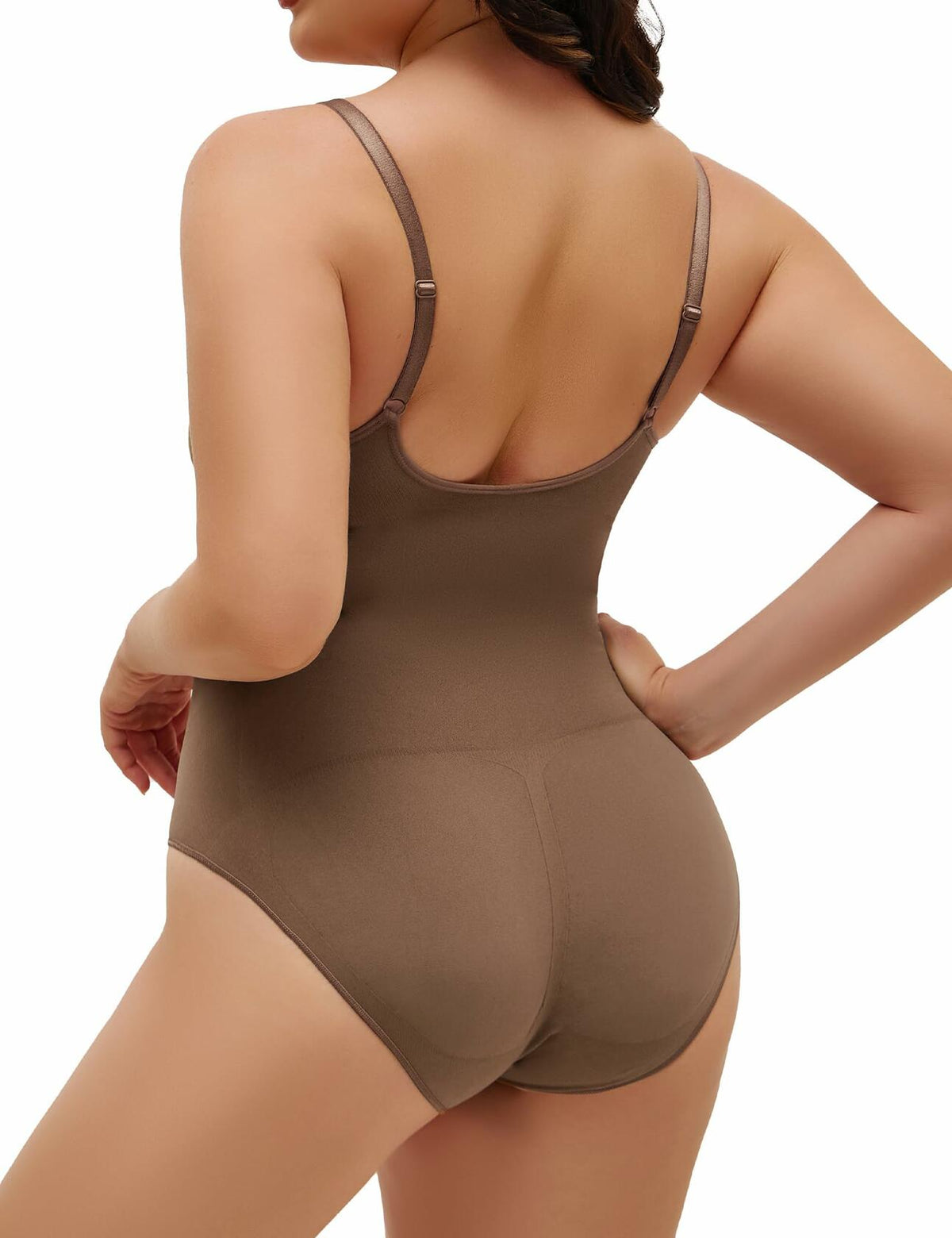 Body de control de abdomen sin costuras Homma, color café, talla S