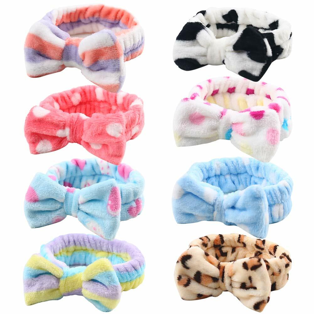 Set de 8 diademas para spa de 3 Otters, de microfibra suave, para lavado de cara para mujeres y niñas