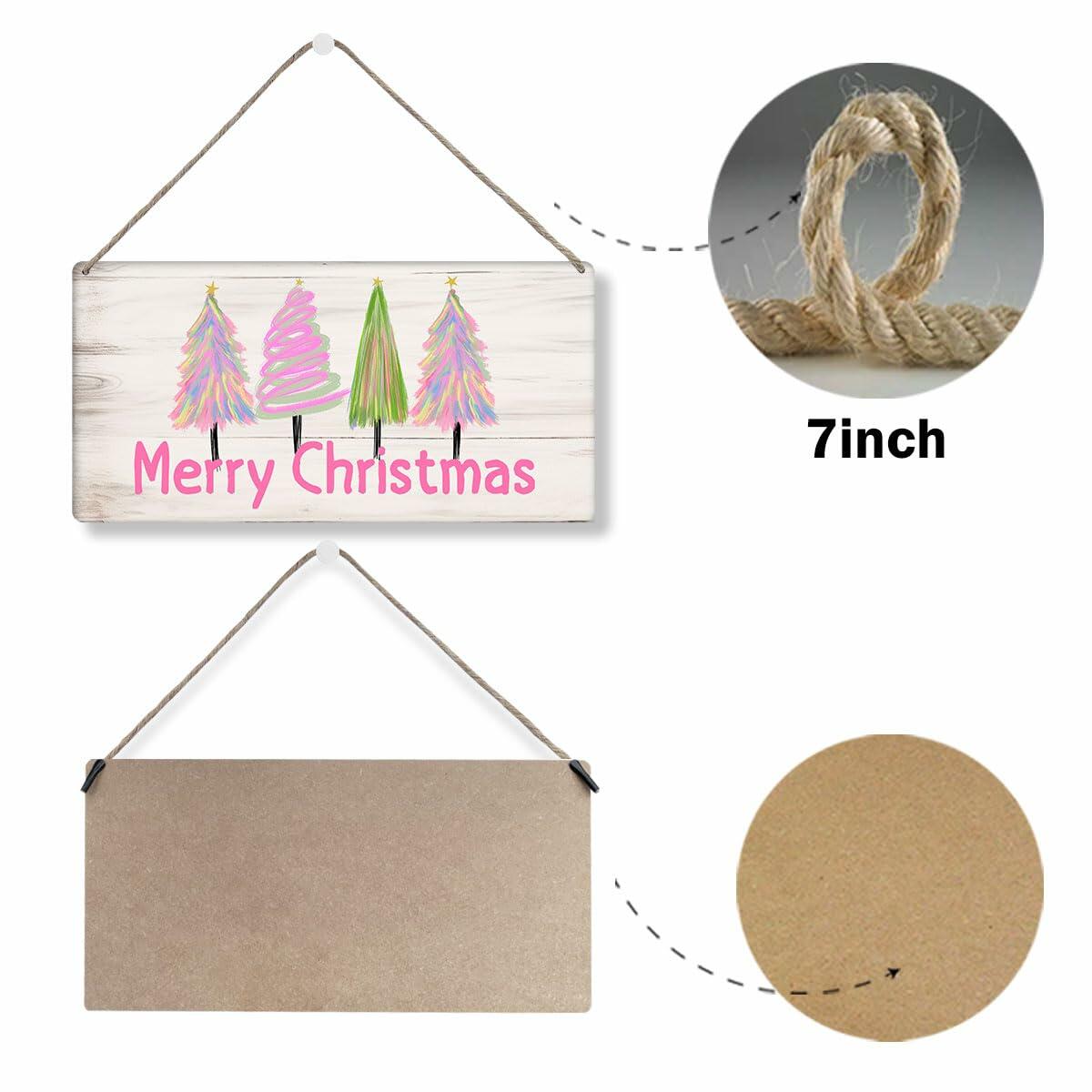 Decoraciones navideñas, decoración de árbol de Feliz Navidad, rosa, 12x6 pulgadas