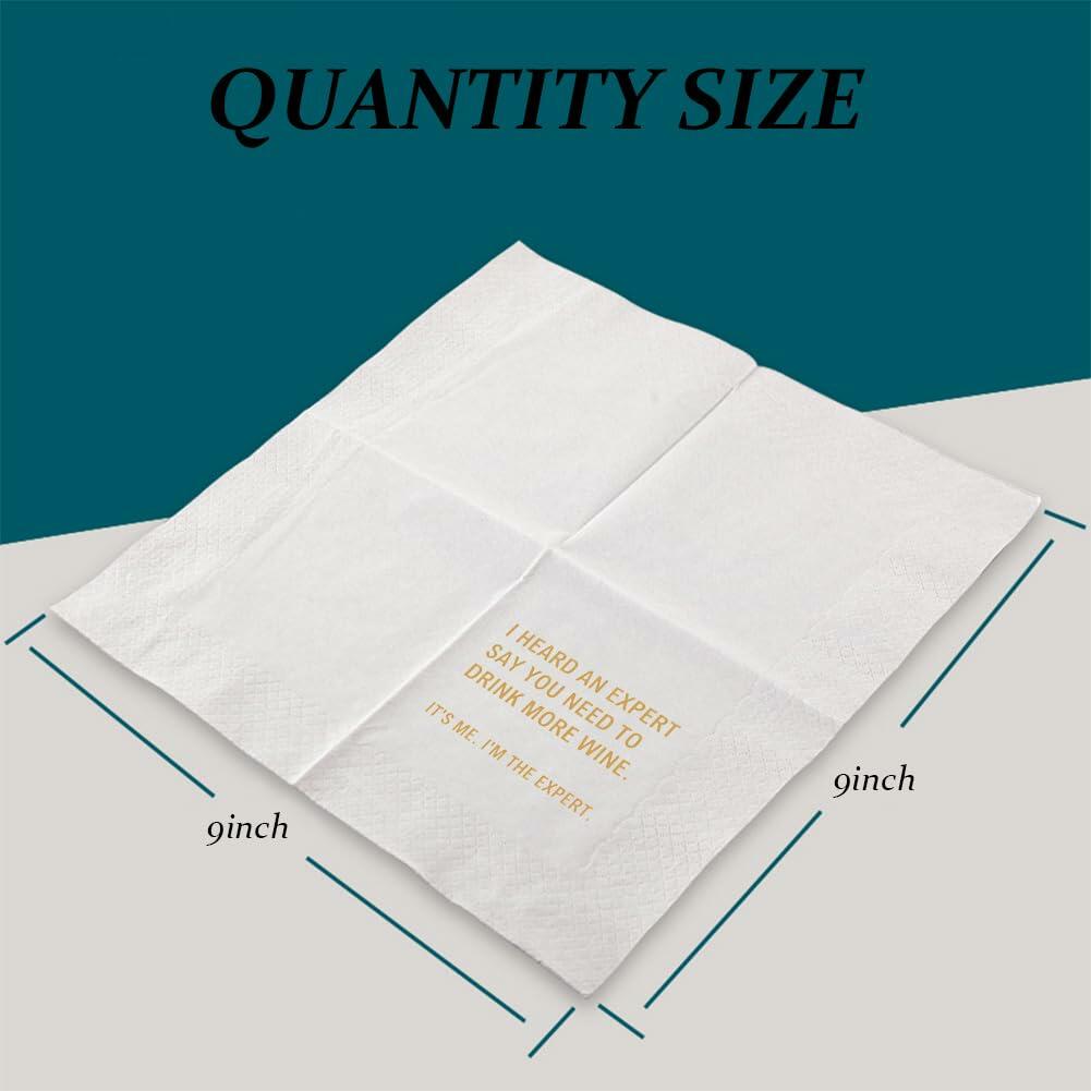 [Like New] VOWFOO Funny Quotes Cocktail Napkins 4.5x4.5 2-ply 100pcs Gossip