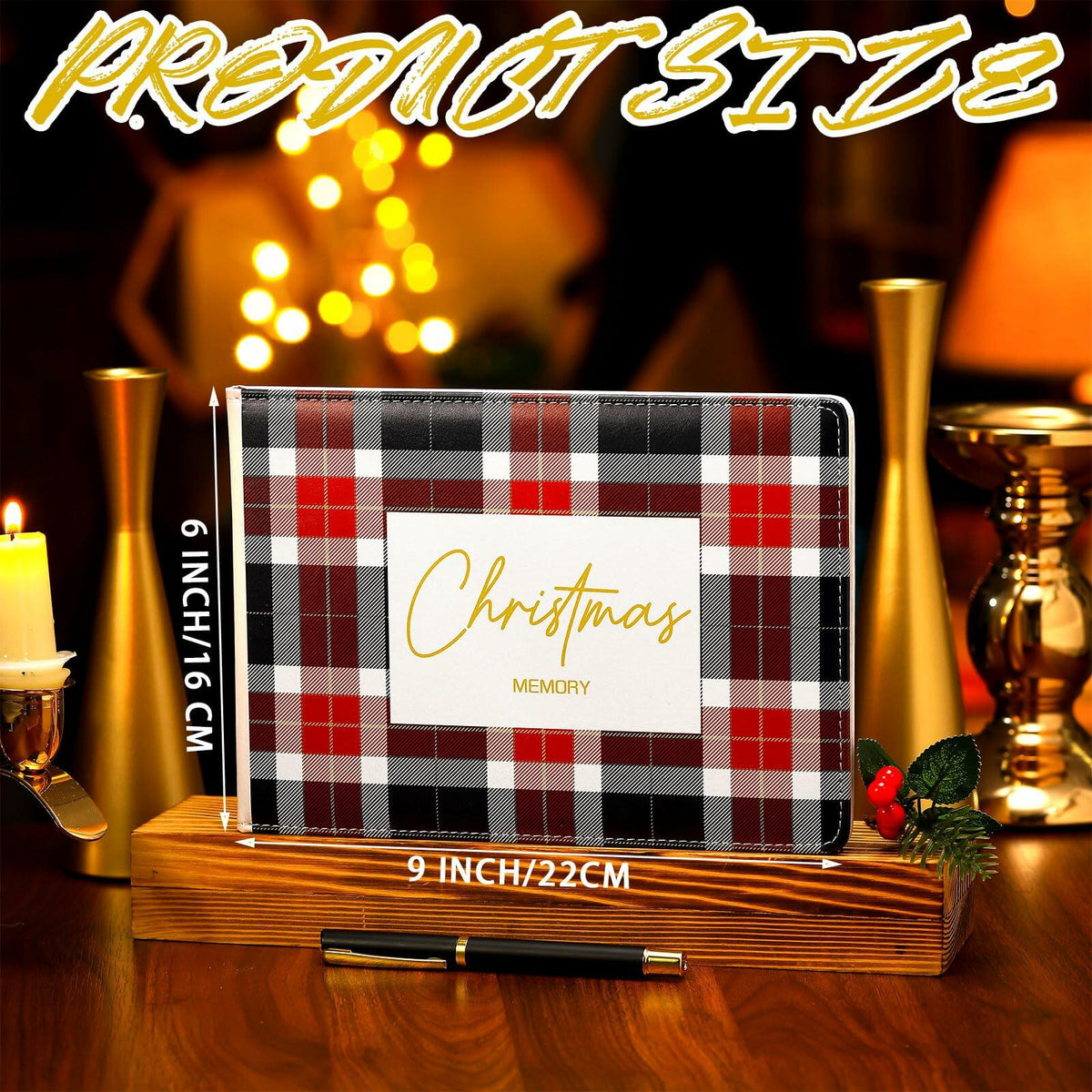 Álbum de recortes navideño de cuero Frienda, memoria, 9x6, blanco, 144 páginas
