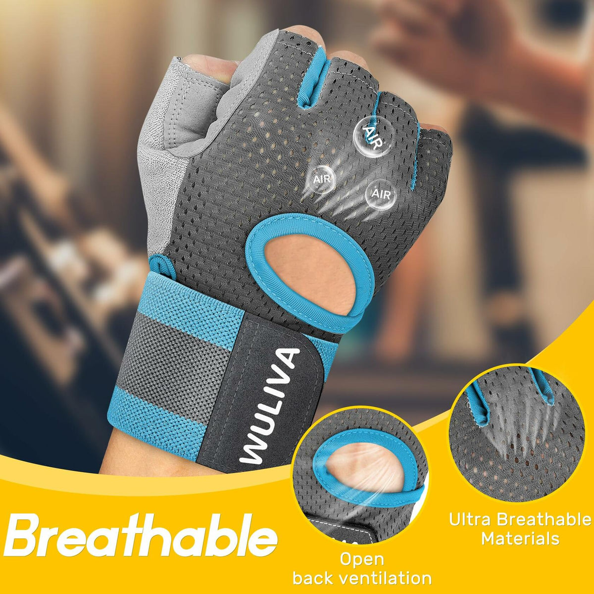 Guantes de entrenamiento WULIVA con acolchado, correa desmontable para gimnasio, ciclismo y entrenamiento con bolsa