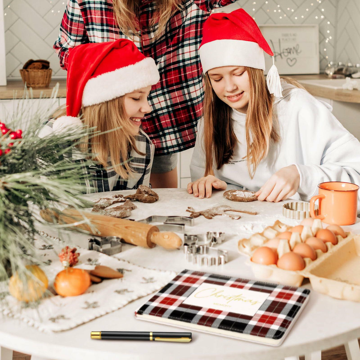 Álbum de recortes navideño de cuero Frienda, memoria, 9x6, blanco, 144 páginas
