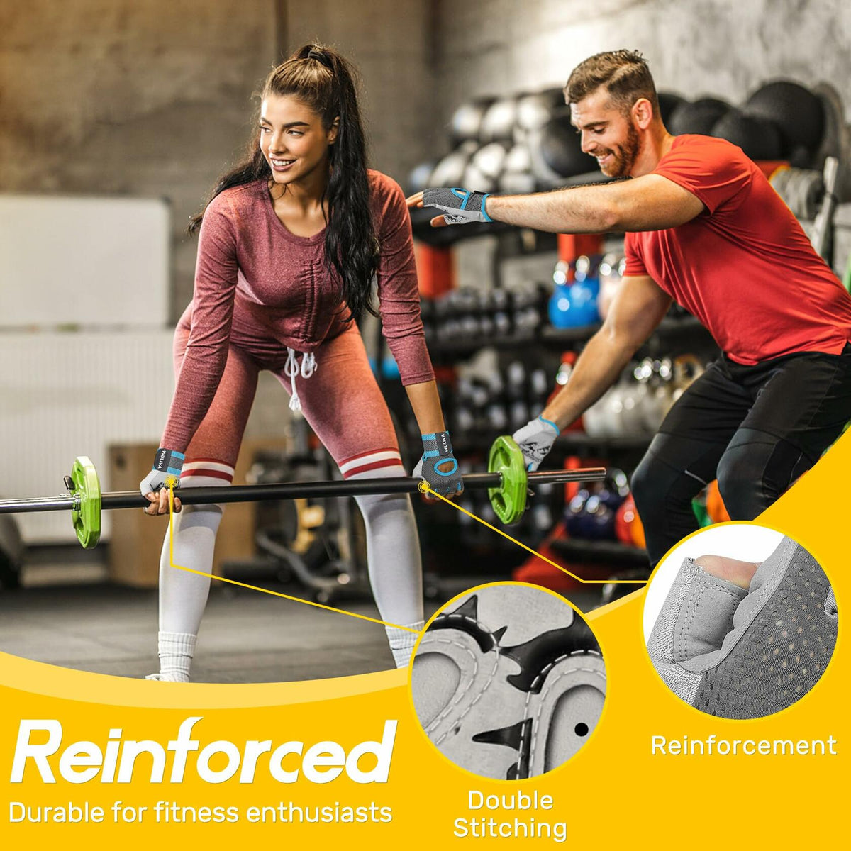 Guantes de entrenamiento WULIVA con acolchado, correa desmontable para gimnasio, ciclismo y entrenamiento con bolsa