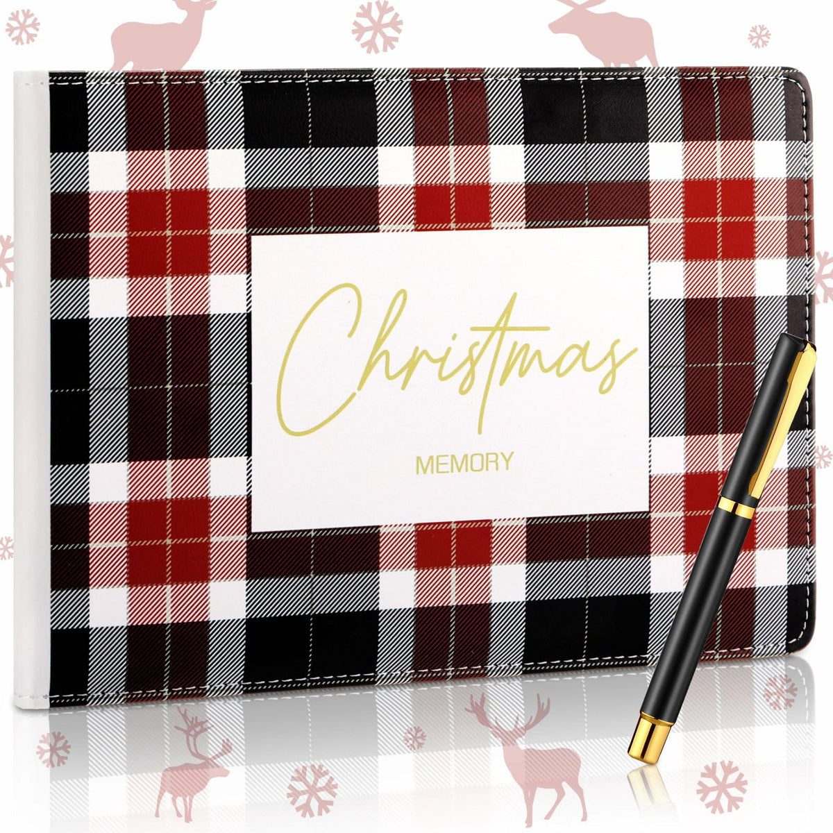 Álbum de recortes navideño de cuero Frienda, memoria, 9x6, blanco, 144 páginas