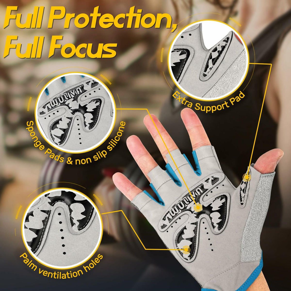 Guantes de entrenamiento WULIVA con acolchado, correa desmontable para gimnasio, ciclismo y entrenamiento con bolsa