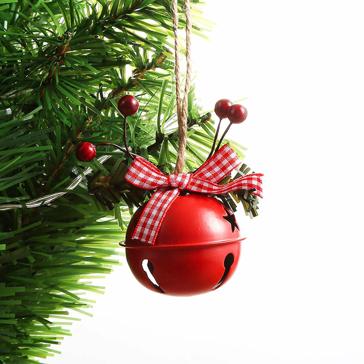 18 piezas de cascabeles navideños para adornos, decoración de árbol en rojo, blanco y verde