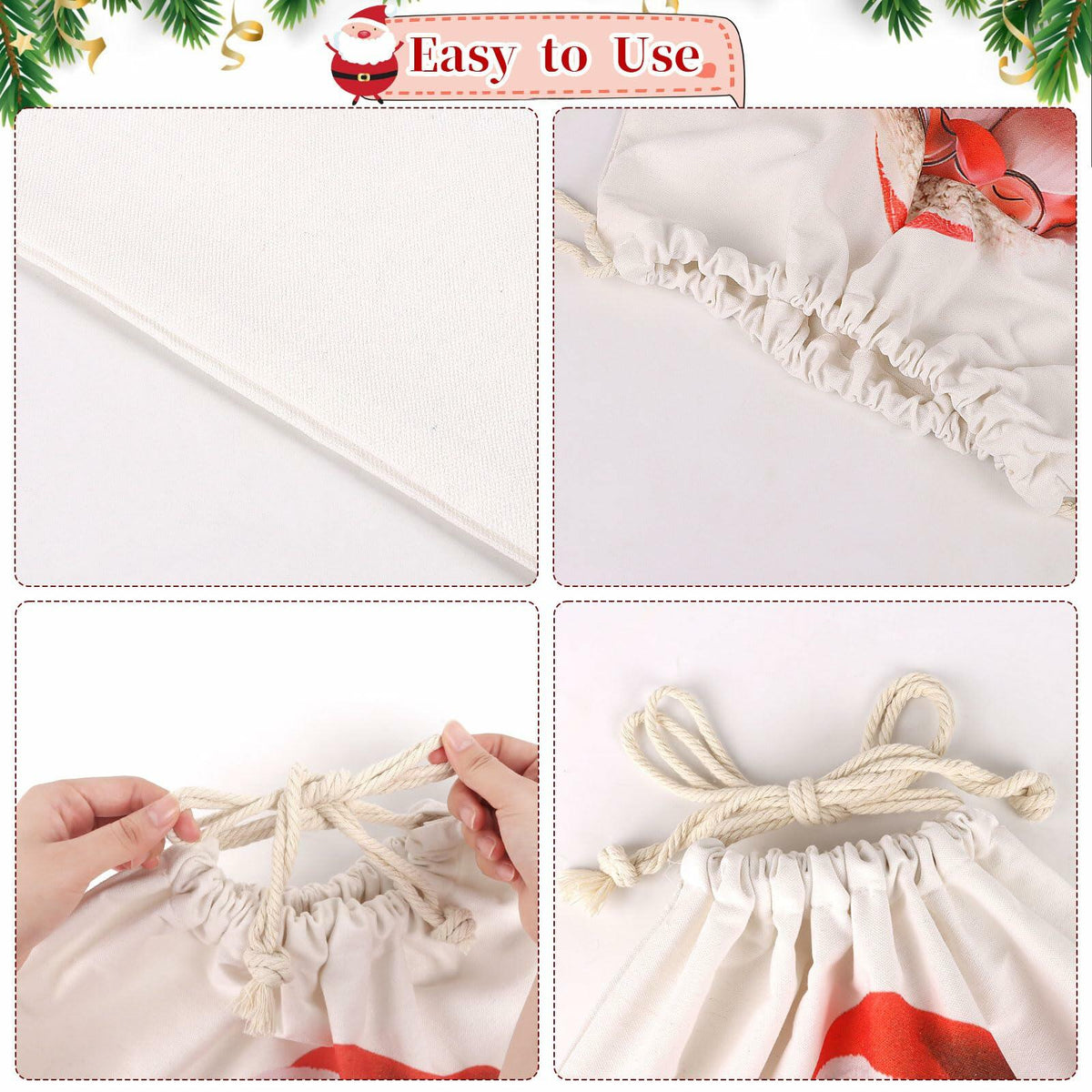 Saco de Navidad de lona CCINEE personalizado con letra J, cierre de cordón, rojo, 27x20 pulg.