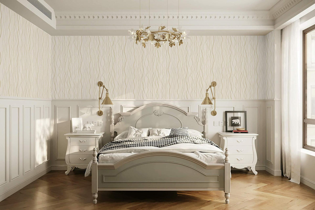 Papel pintado adhesivo de tela de hierba Dimoon, 200 x 44 cm, textura de lino azul y dorado