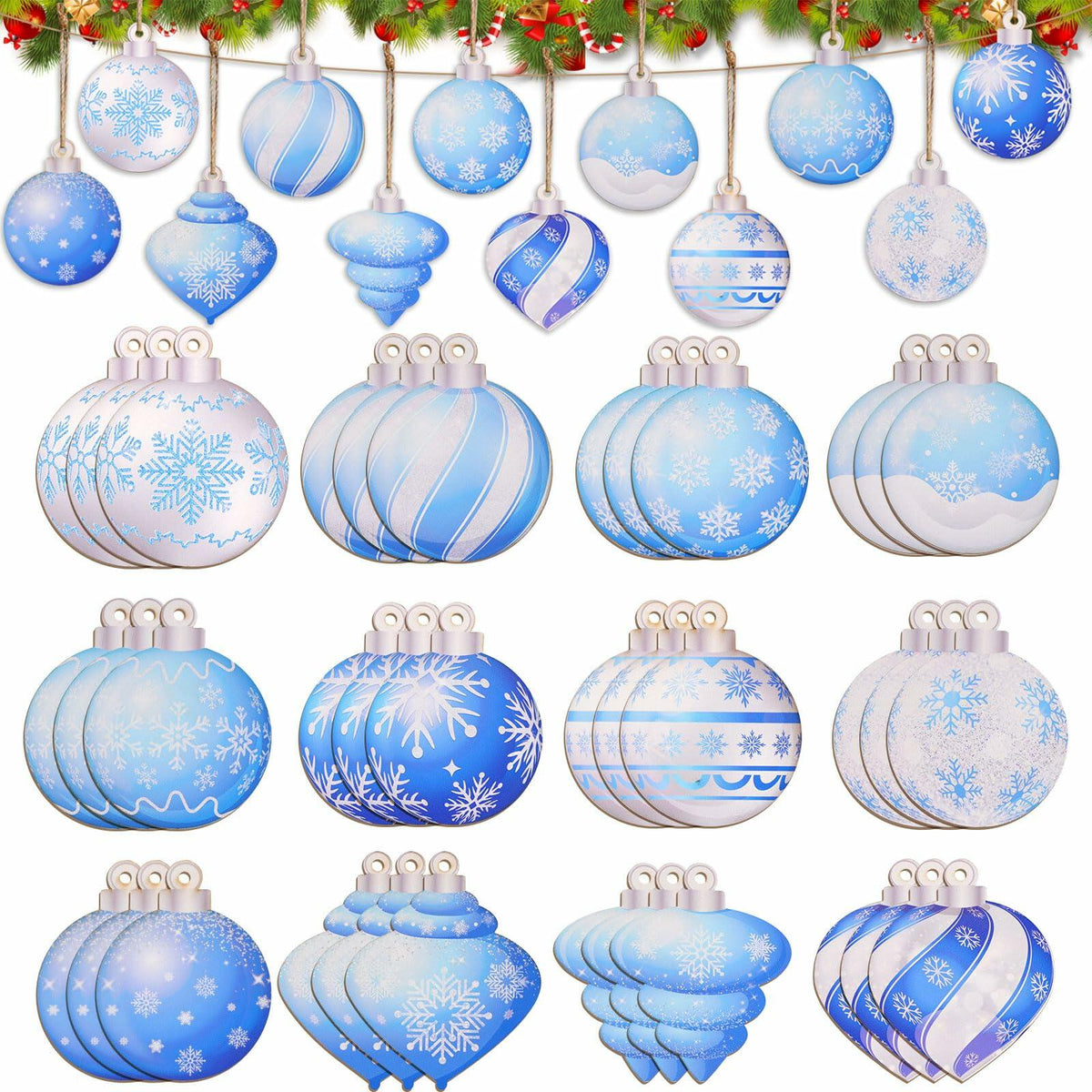 HOWAF 36 piezas de adornos de copos de nieve de madera para decoración de árbol de Navidad
