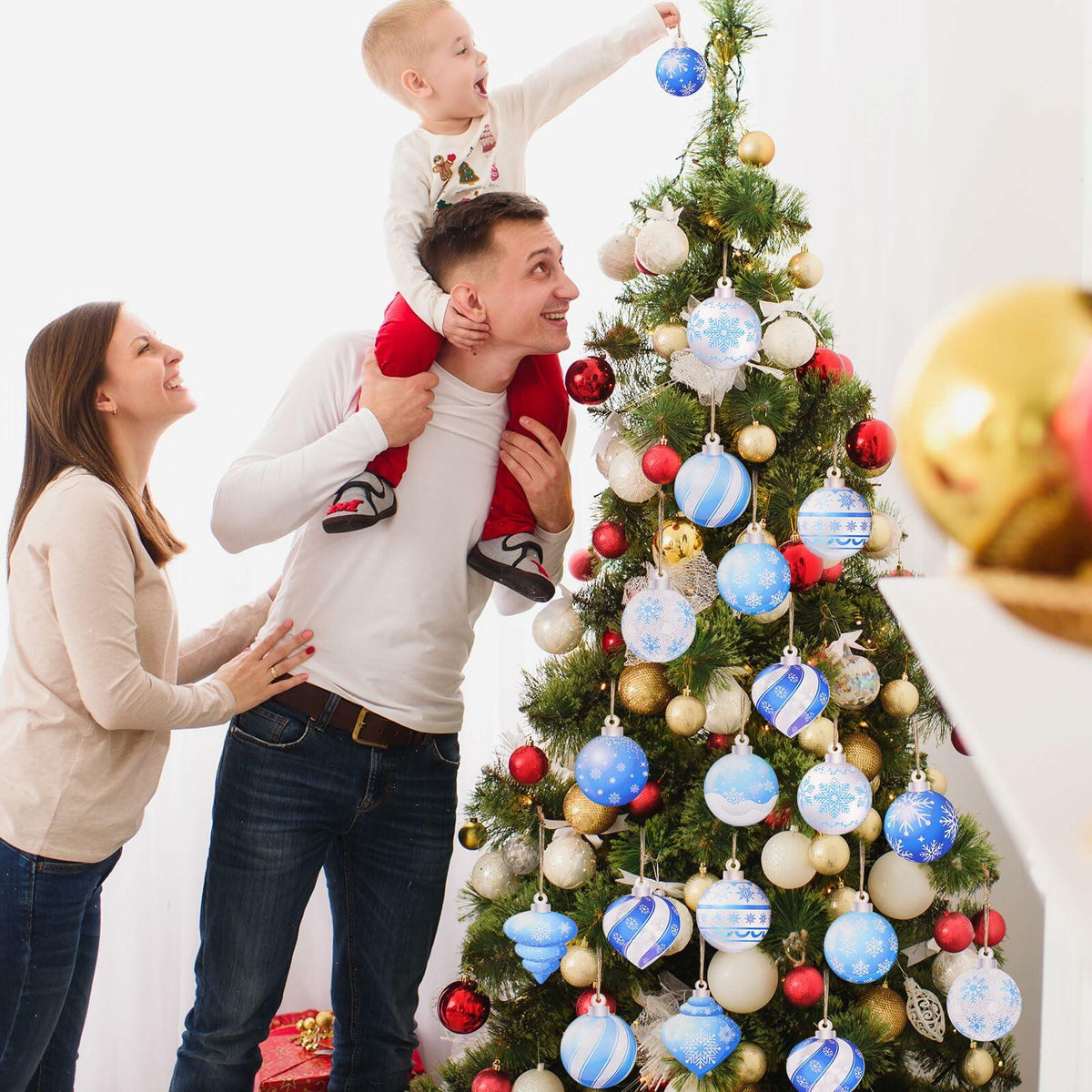 HOWAF 36 piezas de adornos de copos de nieve de madera para decoración de árbol de Navidad