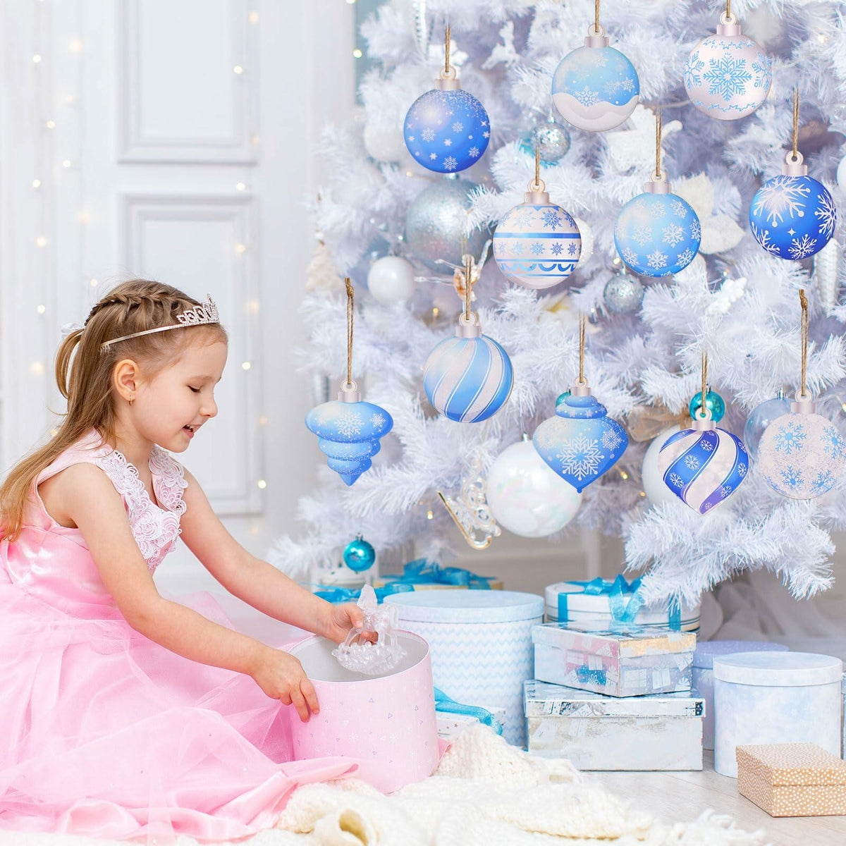 HOWAF 36 piezas de adornos de copos de nieve de madera para decoración de árbol de Navidad