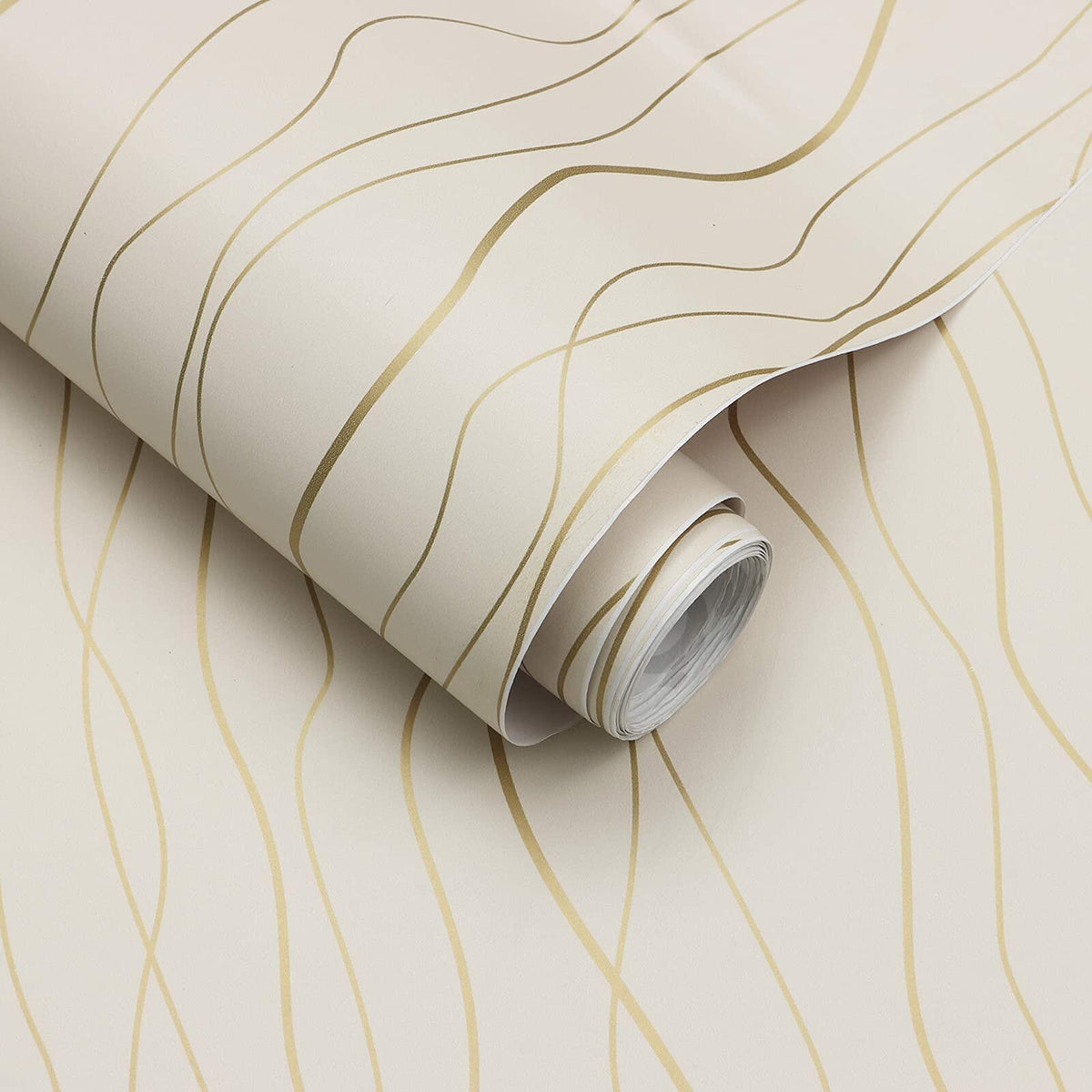 Papel pintado adhesivo de tela de hierba Dimoon, 200 x 44 cm, textura de lino azul y dorado