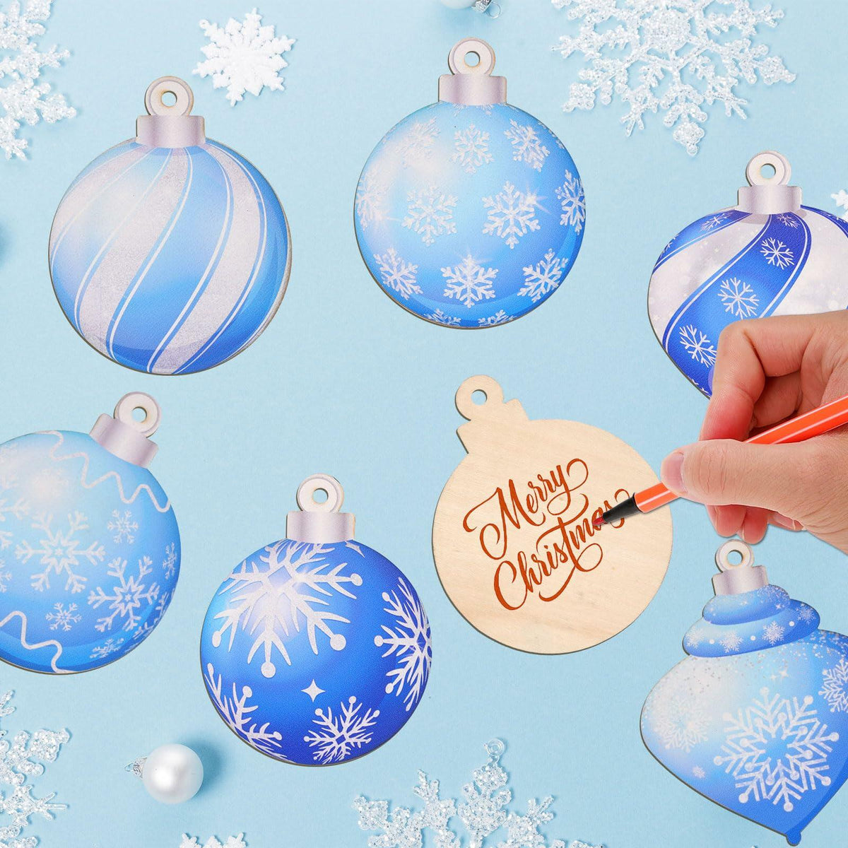 HOWAF 36 piezas de adornos de copos de nieve de madera para decoración de árbol de Navidad