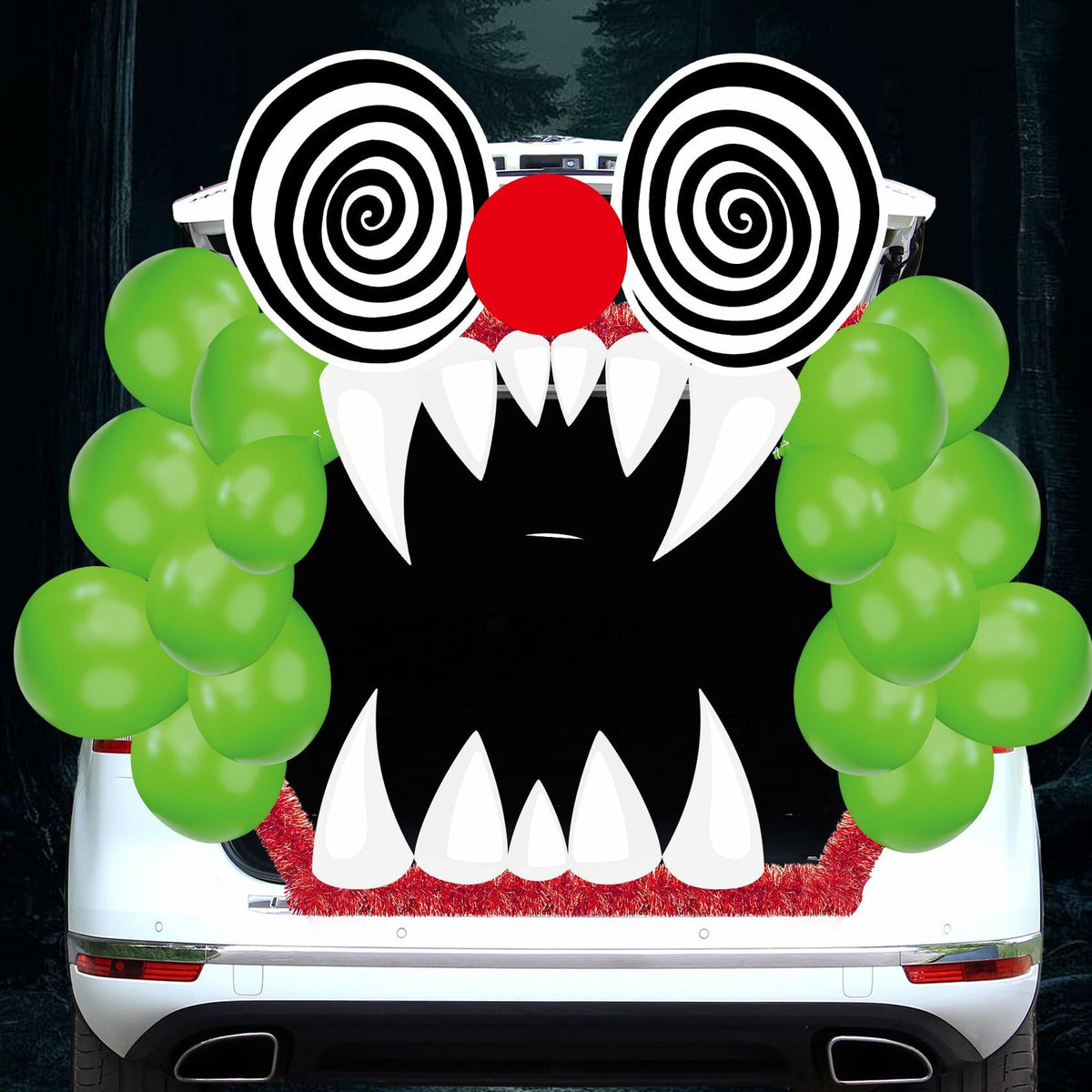 Kit de decoración para coche de Halloween Trunk or Treat, pegatinas de payaso, arco para puerta