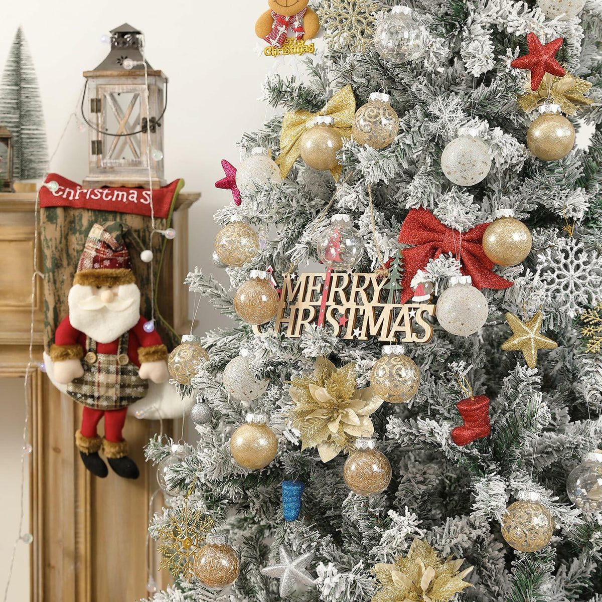 [Como nuevo] YYHUAWU Set de adornos de bolas de Navidad para colgar en el árbol, decoración navideña