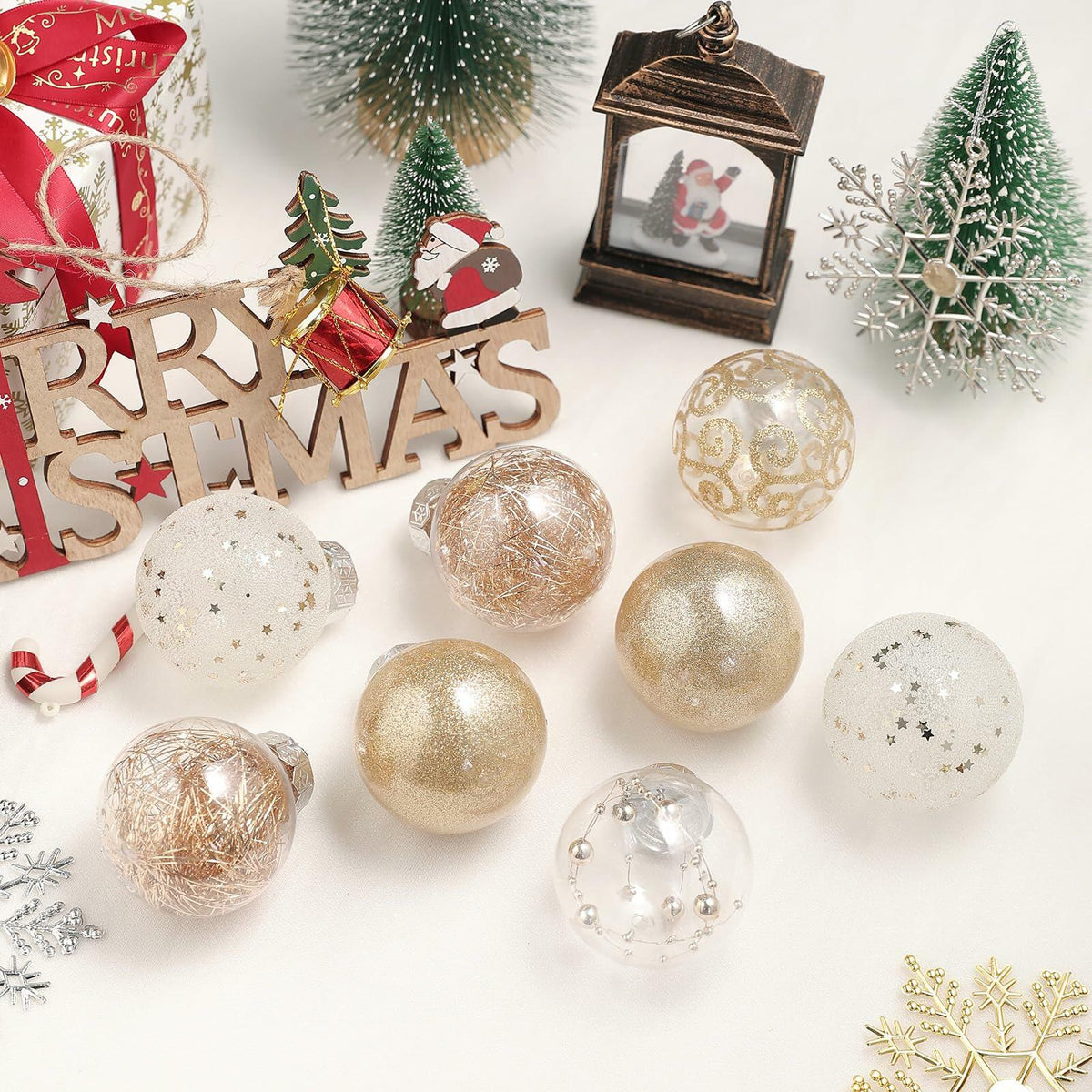 [Como nuevo] YYHUAWU Set de adornos de bolas de Navidad para colgar en el árbol, decoración navideña