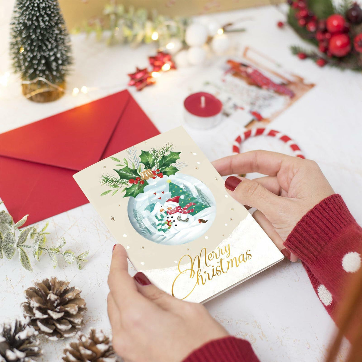 [Como nuevo] Tarjetas de Navidad STYPOP, paquete de 24, 4x6, diseños variados con sobres