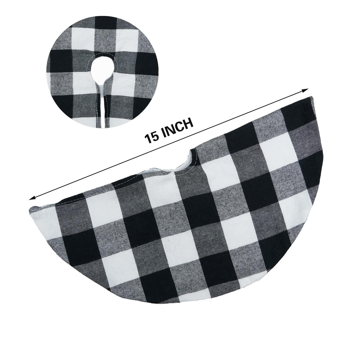 Paquete de 4 faldas para árbol de Navidad, 15", a cuadros blanco y negro, decoración navideña
