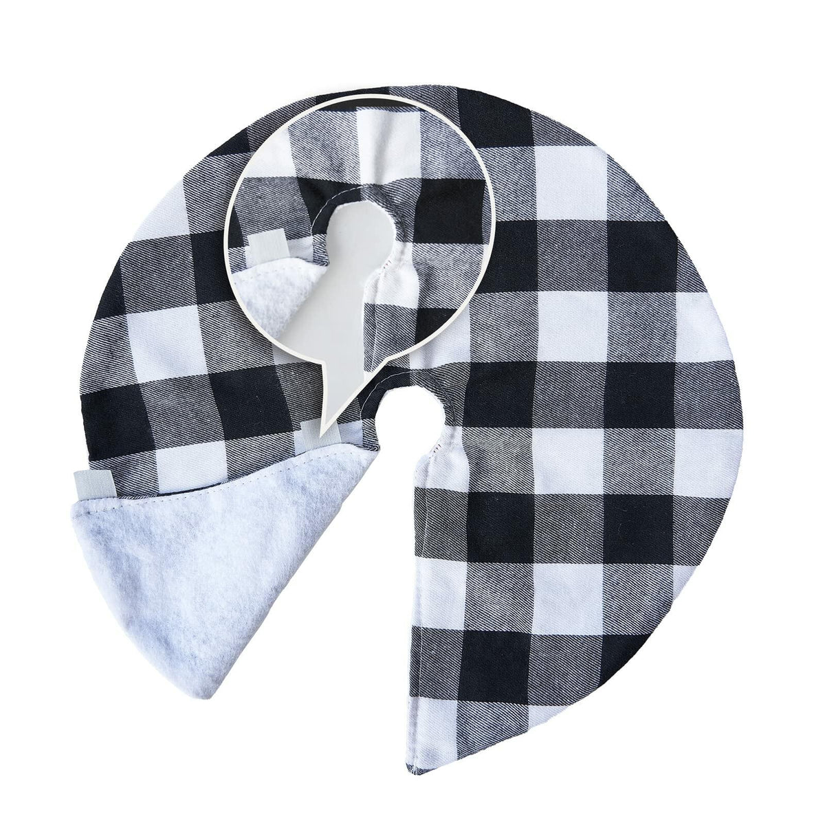 Paquete de 4 faldas para árbol de Navidad, 15", a cuadros blanco y negro, decoración navideña