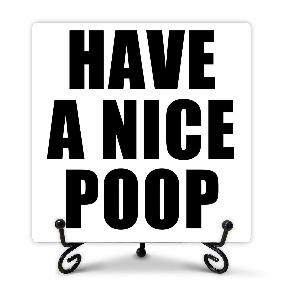 Letrero de madera rústica Qoamp "Have A Nice Poop", decoración de mesa de 5x5 pulgadas, color blanco