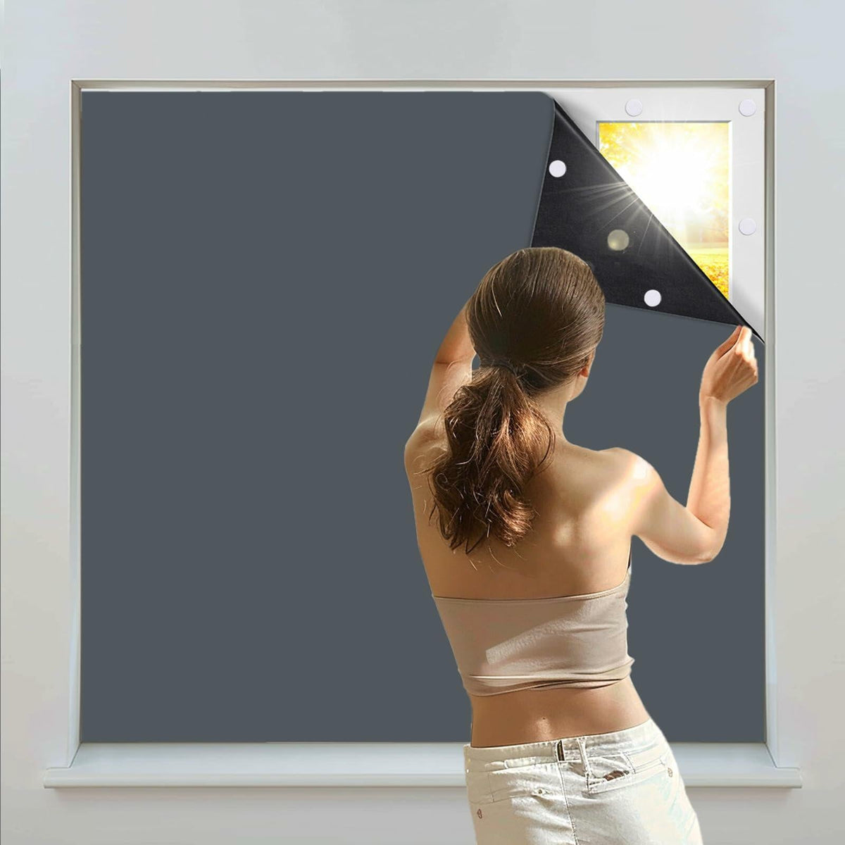 Cortina opaca Jilron beige 55x40 pulgadas, portátil, bloqueadora de luz, 1 unidad