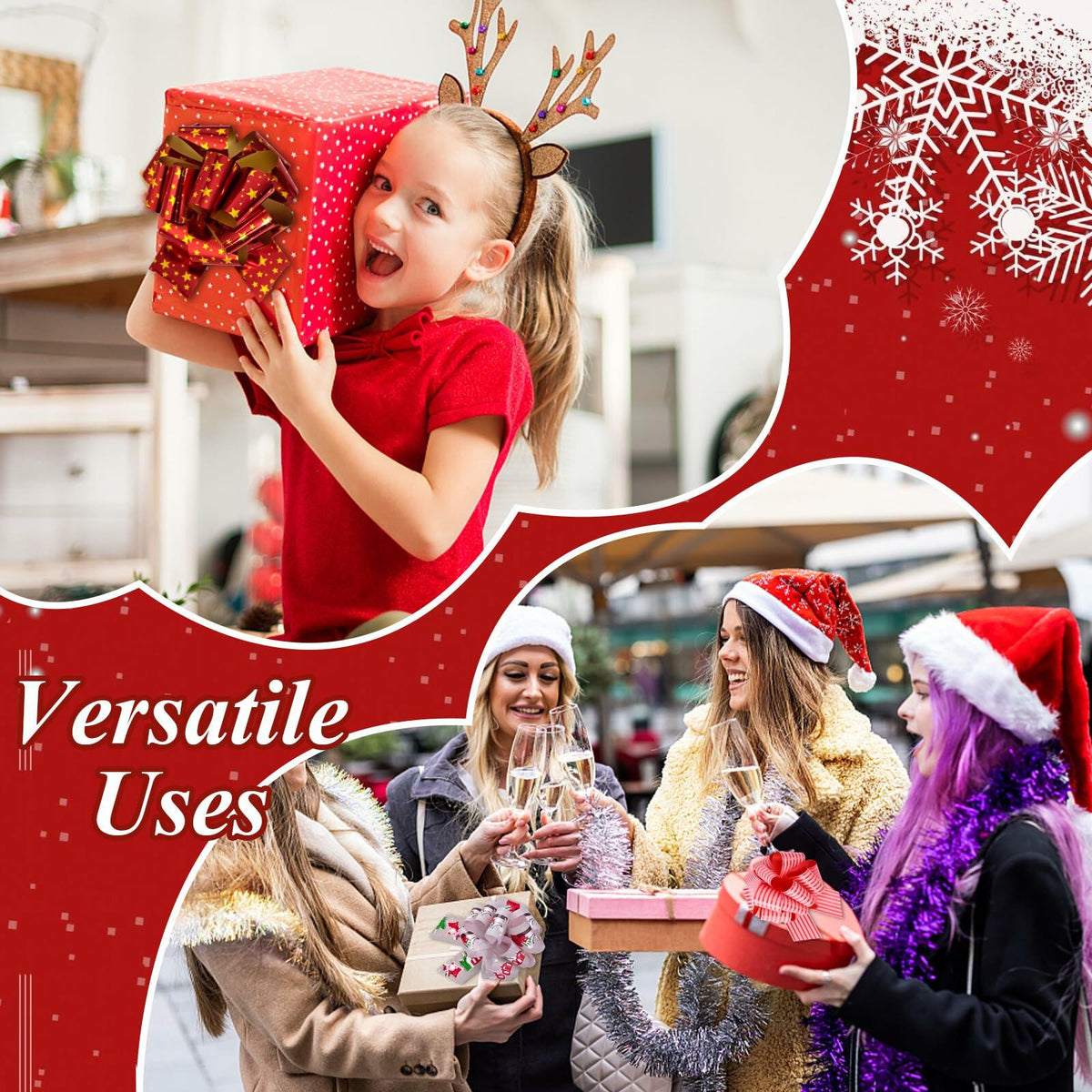VGOODALL Christmas Pull Bows 5 Inch 30PCS Red Gift Wrap Decor