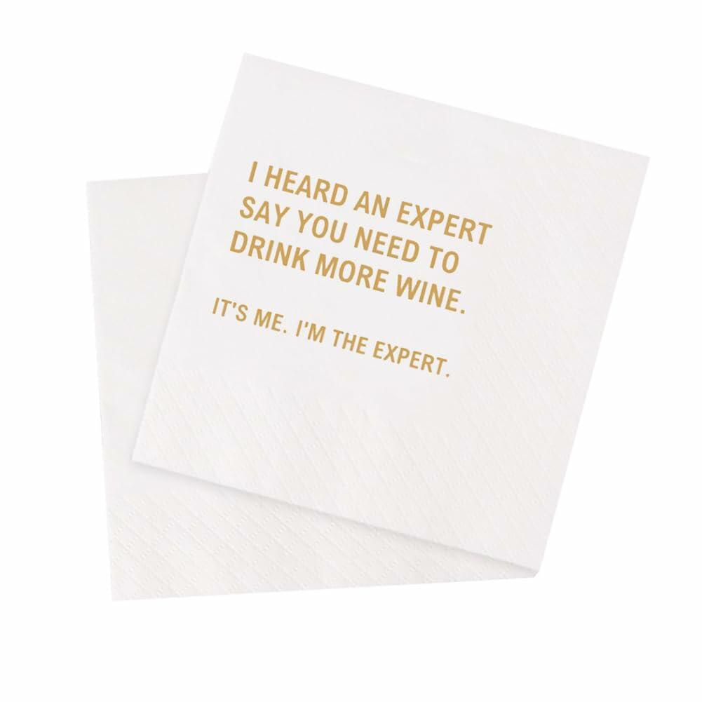 VOWFOO Funny Quote Cocktail Napkins 100pcs 4.5x4.5in 2-ply White
