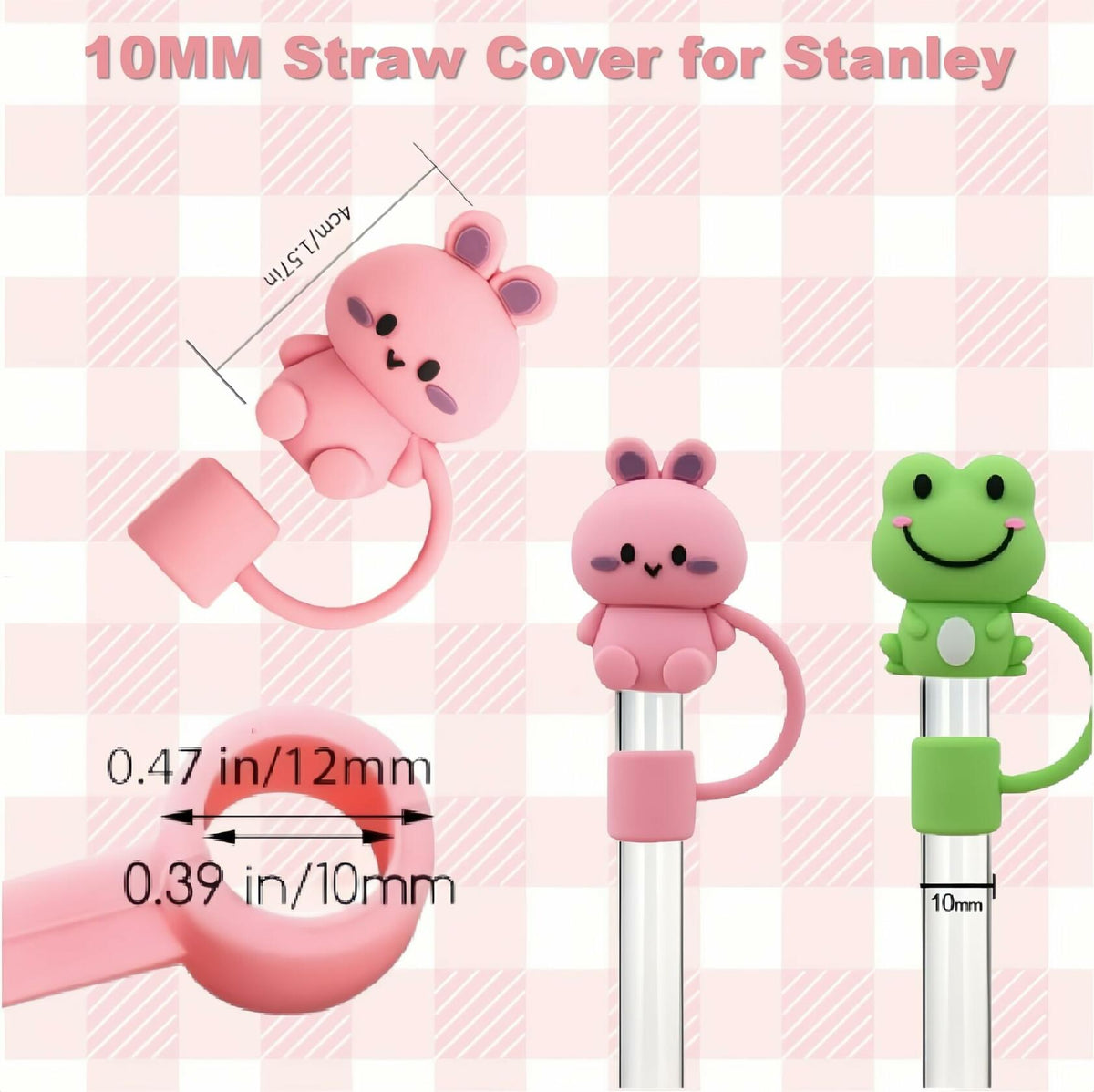 IN Chenthy 8 piezas de cubiertas de silicona con forma de animal para pajitas de vasos Stanley de 30 y 40 oz